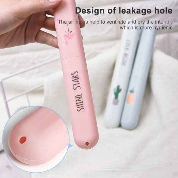 Creative Pattern Portable Toothbrush Box Travel Wash Box Toothbrush Storage Box (Flamingo) - Image 4