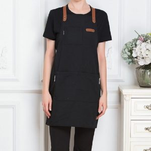 Milk Tea Coffee Fondue Restaurant Canvas Apron (Black)