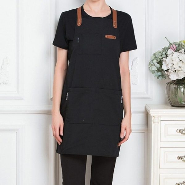 Milk Tea Coffee Fondue Restaurant Canvas Apron (Black) - Image 2