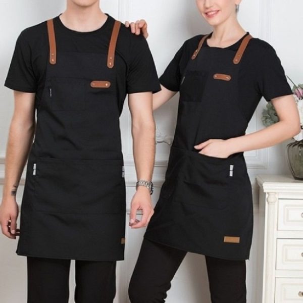 Milk Tea Coffee Fondue Restaurant Canvas Apron (Black) - Image 3