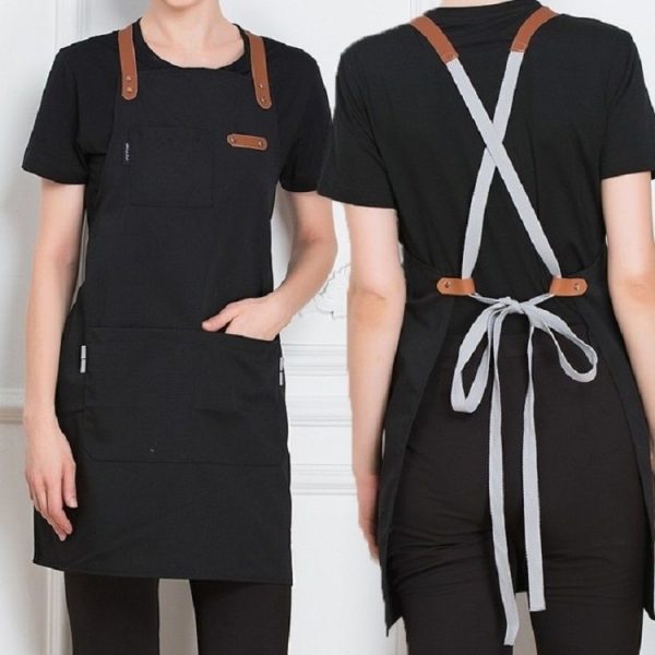 Milk Tea Coffee Fondue Restaurant Canvas Apron (Black) - Image 4