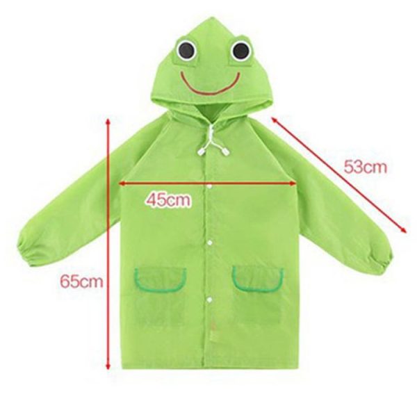 Outdoor Cute Waterproof Kids Rain Coat Kids Animal Style (Green) - Image 2