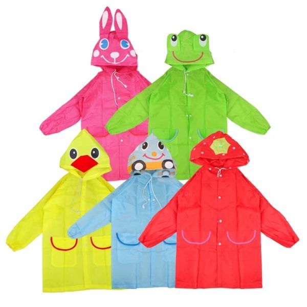 Outdoor Cute Waterproof Kids Rain Coat Kids Animal Style (Green) - Image 4