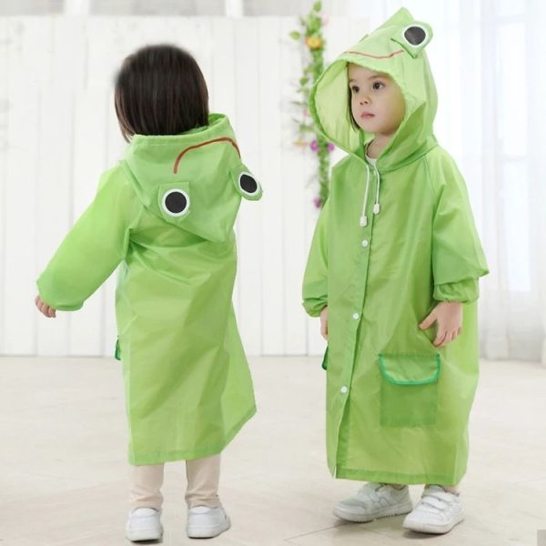 Outdoor Cute Waterproof Kids Rain Coat Kids Animal Style (Green) - Image 6