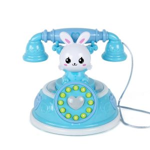 Children Retro Cartoon Telephone Early Education Story Machine Simulation Telephone Toy (Blue)