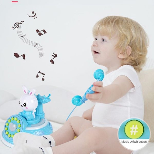 Children Retro Cartoon Telephone Early Education Story Machine Simulation Telephone Toy (Blue) - Image 4