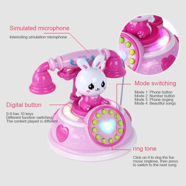 Children Retro Cartoon Telephone Early Education Story Machine Simulation Telephone Toy (Blue) - Image 6