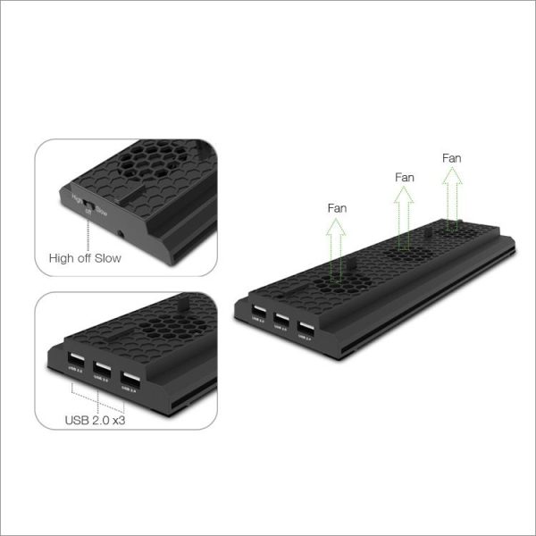 DOBE TYX-1768 Heat Dissipate Vertical Stand Base Cooling Dock Cooling Fan Bracket for Xbox One X Game Console - Image 4