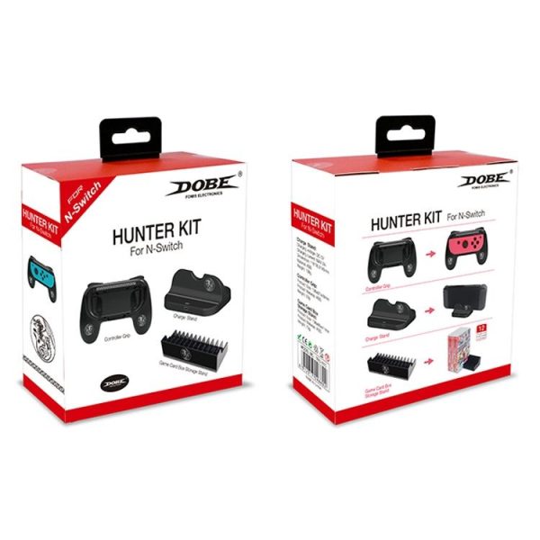 DOBE TNS-860 Hunter Set for Switch, Small Handle Grip + Host Charger + Game Card Box Stand - Image 5