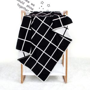 Soft Swaddle Wrap Blankets Newborn Sofa Bedding (Black)