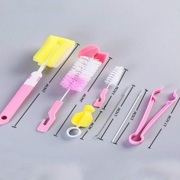 7PCS / Set Bottle Sponge Cleaning Brush Tools Straw Brush Set (Blue) - Image 3