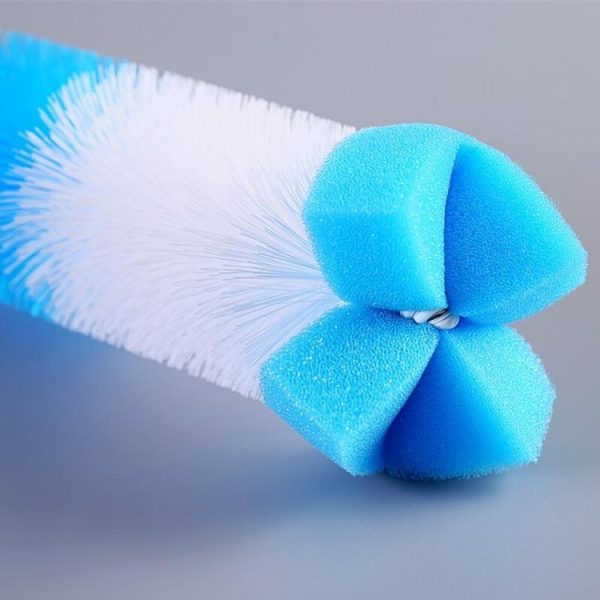 7PCS / Set Bottle Sponge Cleaning Brush Tools Straw Brush Set (Blue) - Image 4