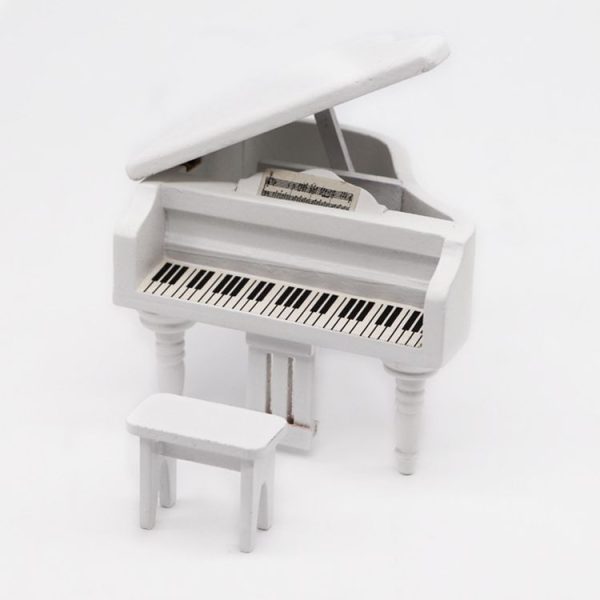 1: 12 Mini House Toy Simulation Grand Piano Decoration (White)