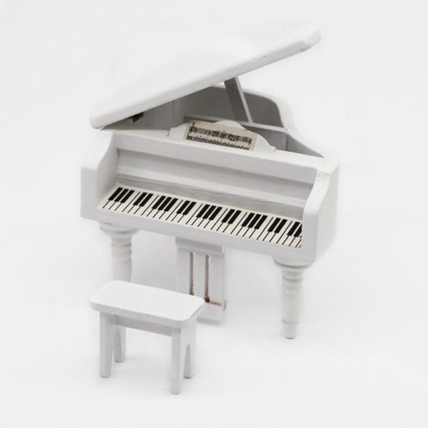 1: 12 Mini House Toy Simulation Grand Piano Decoration (White) - Image 2