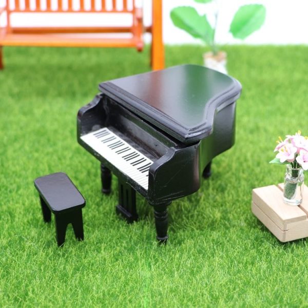 1: 12 Mini House Toy Simulation Grand Piano Decoration (White) - Image 6