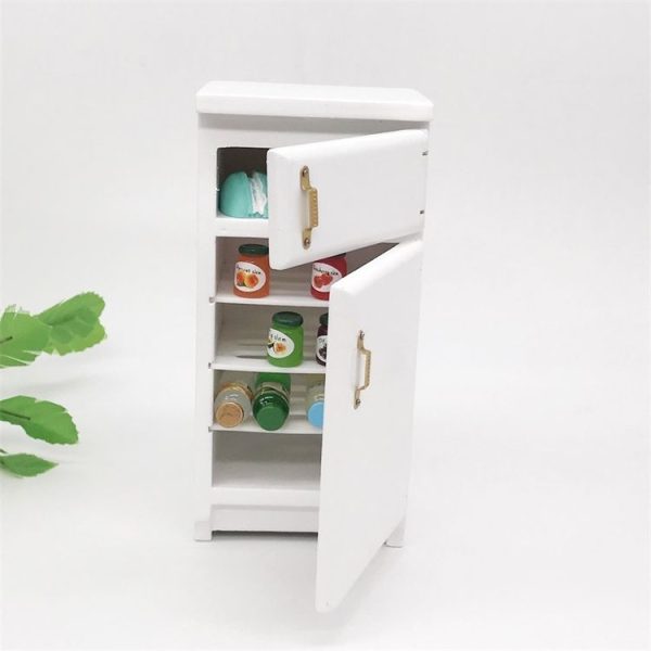 1: 12 Doll House Mini Kitchen Model Refrigerator (White) - Image 5