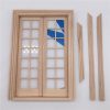 2 PCS 1: 12 Dollhouse DIY Mini Door and Window Material Simple 28 Grids Double Ppen Door - Image 3