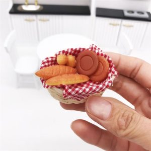 3 PCS 1: 12 Mini Dollhouse Furniture Kitchen Supplies Micro-food Play Bread Box Basket