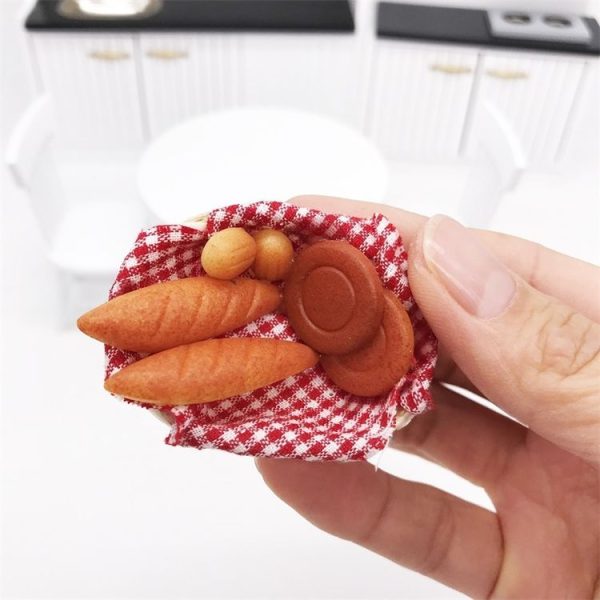 3 PCS 1: 12 Mini Dollhouse Furniture Kitchen Supplies Micro-food Play Bread Box Basket - Image 3