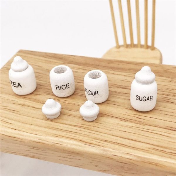 3 Sets 1: 12 Mini Doll House Dollhouse Miniatures Furniture Food Play Tea Salt Jar 4 PCS / Set