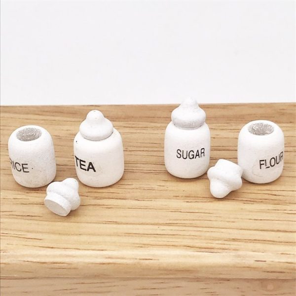 3 Sets 1: 12 Mini Doll House Dollhouse Miniatures Furniture Food Play Tea Salt Jar 4 PCS / Set - Image 2