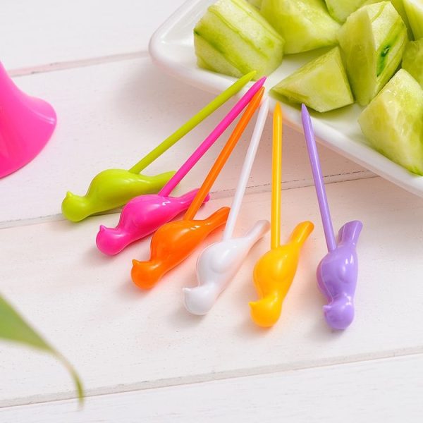 Creative Fashion Treetop Bracket Birdie Fruit Fork Set Environmentally Friendly Easy to Place Fruit Sign (White) - Image 5