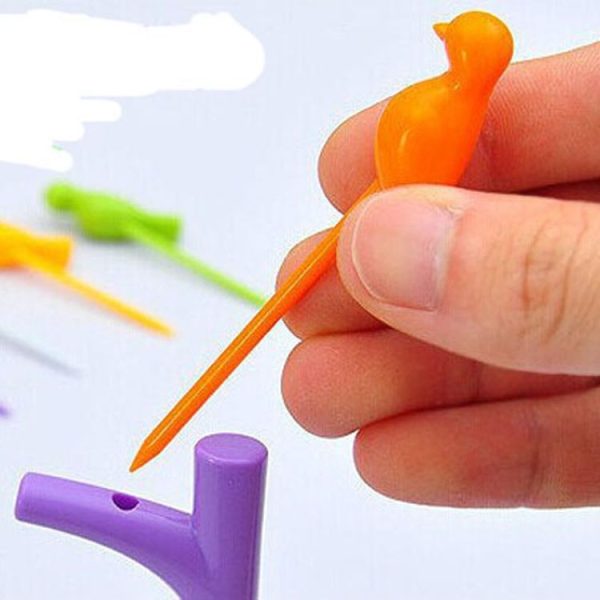 Creative Fashion Treetop Bracket Birdie Fruit Fork Set Environmentally Friendly Easy to Place Fruit Sign (White) - Image 6