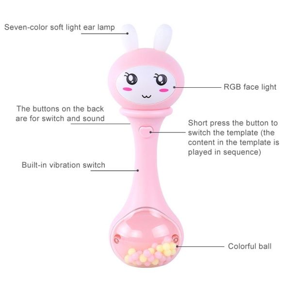 Baby Shaker Sand Hammer Toy Dynamic Rhythm Stick Baby Rattles Kids Musical Party Favor Musical Instrument Toys (Pink) - Image 6