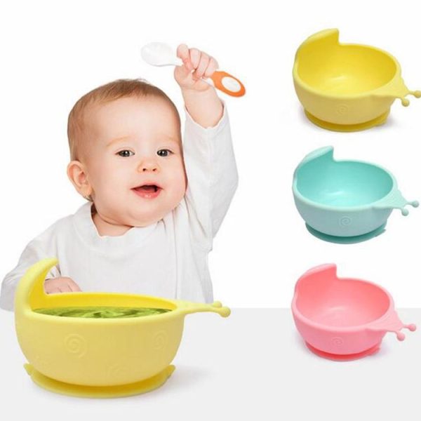 Snail Shape Silicone Baby Suction Bowl Slip Resistant Learning Feeding Tableware Baby Dinnerware Set (Yellow) - Image 3
