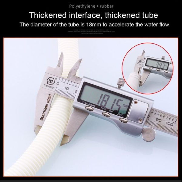 18mm Diameter Plastic Drain Pipe Water Outlet Extension Hose with Clamp for Semi-automatic Washing Machine / Air Conditioner, Size: 2m Length - Image 5