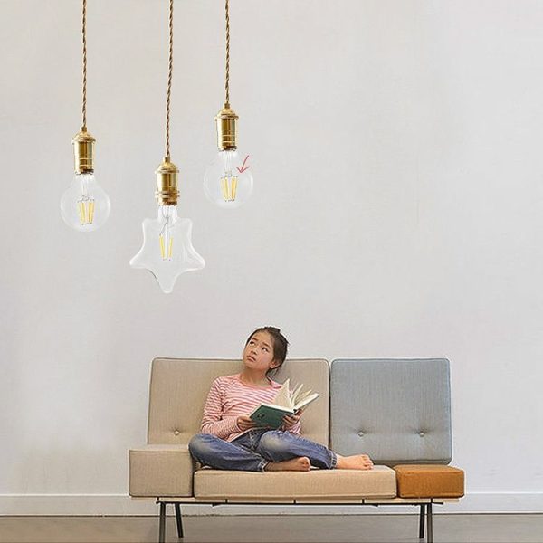 E27 Spiral Port Single Head Energy-saving High-brightness Copper Chandelier Lamp Holder Ceiling Plate without Light Source