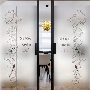 Cartoon Animal Window Matte Bathroom Transparent Opaque Bathroom Door Cellophane Film Anti-slip Stickers, Size: 50x80cm (LoveB)