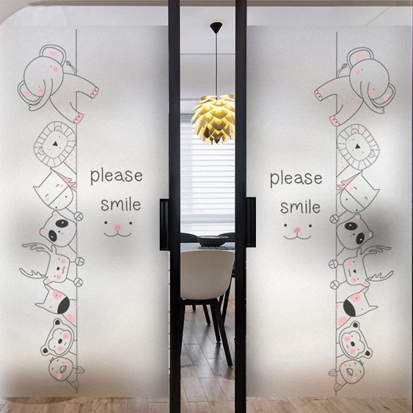 Cartoon Animal Window Matte Bathroom Transparent Opaque Bathroom Door Cellophane Film Anti-slip Stickers, Size: 50x80cm (LoveB) - Image 2