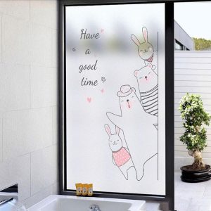 Cartoon Animal Window Matte Bathroom Transparent Opaque Bathroom Door Cellophane Film Anti-slip Stickers, Size: 60x90cm (Gather togetherA)