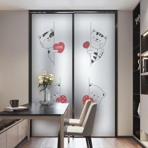 Cartoon Animal Window Matte Bathroom Transparent Opaque Bathroom Door Cellophane Film Anti-slip Stickers, Size: 70x100cm (LoveA)