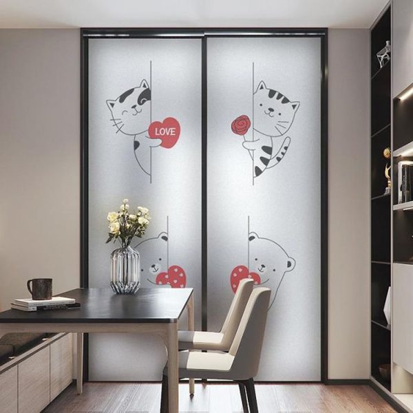 Cartoon Animal Window Matte Bathroom Transparent Opaque Bathroom Door Cellophane Film Anti-slip Stickers, Size: 70x100cm (LoveA)