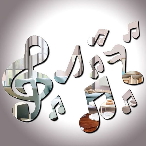 3D Musical Notes Acrylic Mirrors Wall Sticker Home Decor Living Room Wall Decoration Art DIY Wall Stickers (Gold) - Image 3