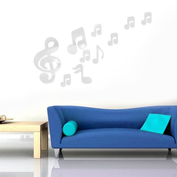 3D Musical Notes Acrylic Mirrors Wall Sticker Home Decor Living Room Wall Decoration Art DIY Wall Stickers (Gold) - Image 5