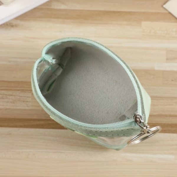 Transparent Candy Color Love Women Zip Coin Purse with Keychain (Black) - Image 7