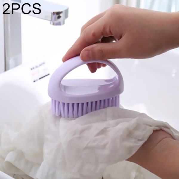 2 PCS Multi Functional Soft Hair Laundry Washing Shoes Bathroom Cleaning Brush (Purple)
