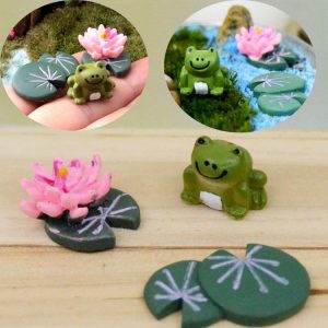 3 PCS Mini Gardening Frog Lotus Leaf Moss Succulent Micro-landscape DIY Resin Decoration