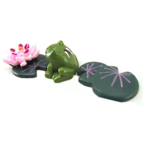 3 PCS Mini Gardening Frog Lotus Leaf Moss Succulent Micro-landscape DIY Resin Decoration - Image 2