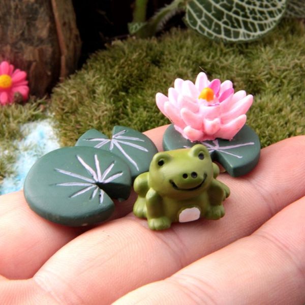 3 PCS Mini Gardening Frog Lotus Leaf Moss Succulent Micro-landscape DIY Resin Decoration - Image 3
