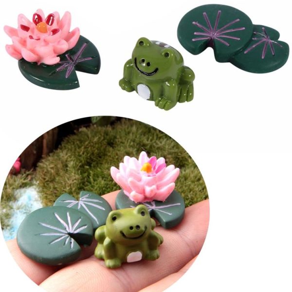 3 PCS Mini Gardening Frog Lotus Leaf Moss Succulent Micro-landscape DIY Resin Decoration - Image 5