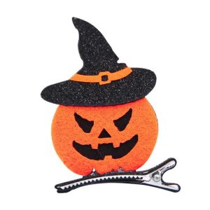 Children Stereo Hairpin Bat Pumpkin Skull Tiara Hair Cap Accessories (Black Hat Pumpkin)
