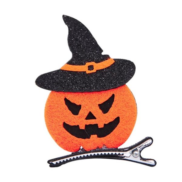 Children Stereo Hairpin Bat Pumpkin Skull Tiara Hair Cap Accessories (Black Hat Pumpkin) - Image 2