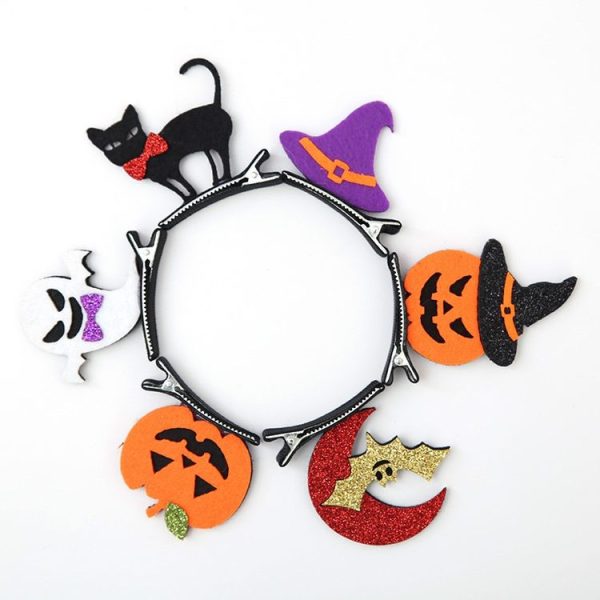 Children Stereo Hairpin Bat Pumpkin Skull Tiara Hair Cap Accessories (Black Hat Pumpkin) - Image 3
