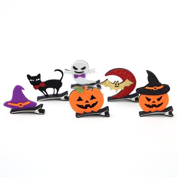 Children Stereo Hairpin Bat Pumpkin Skull Tiara Hair Cap Accessories (Black Hat Pumpkin) - Image 4