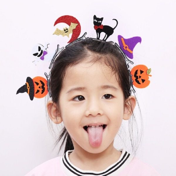 Children Stereo Hairpin Bat Pumpkin Skull Tiara Hair Cap Accessories (Black Hat Pumpkin) - Image 5