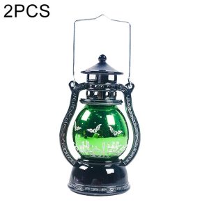 2 PCS Small Oil Lamp Halloween Retro Laser Pony Light Creative Bar Ghost Festival Atmosphere (Bat)
